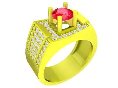 Luxury Pave Halo Men Ring Jewelry Model 4457 3D print model