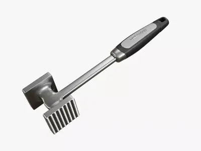 Meat Hammer Kitchnwares with black rubber handle Low-poly 3D model