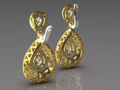 Worldly Teardrop Drop stl 3d Earrings model je0095 3D print model