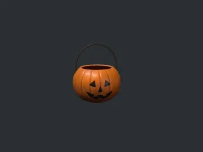 Pumpkin Basket - Trick or Treat Halloween Basket Low-poly 3D model