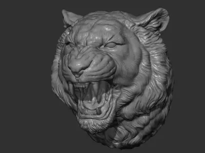 Tiger grin roar 3D print model