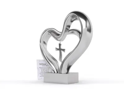 Double Heart Wedding Cross 3D model purchase