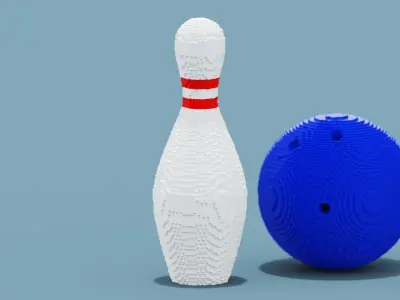 Bowling Ball and Pin Low-poly 3D model