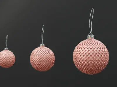 Christmas Tree Balls  in silver and peach and gold color 3D model