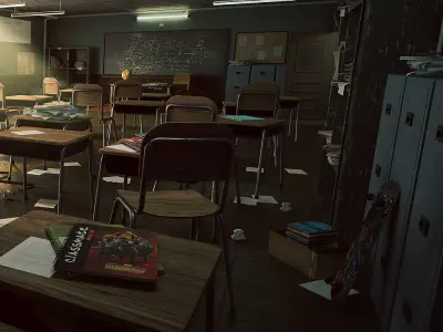  Old Classroom Low-poly 3D model