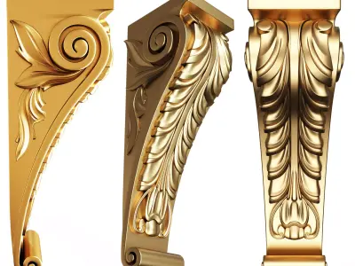 Corbel Carved 08 Low-poly 3D model