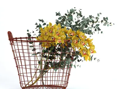 Plants in basket 3D model