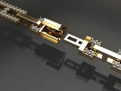 Dainty Hermes Link Style Diamond Bracelet Necklace 3D print model