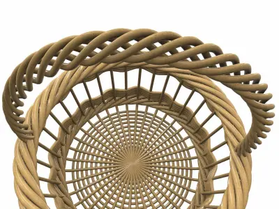 Wooden wicker basket 3 3D model