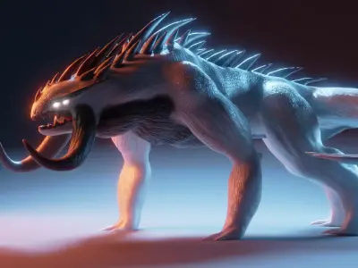Fantasy wolf creature 3D model