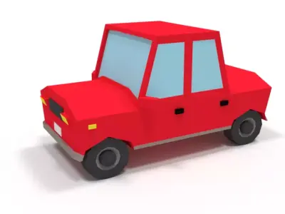 Low Poly Cartoon Car Low-poly 3D model 4