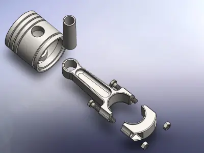 Printable Piston and connecting rod 3D print model