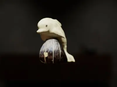 Ivory Dolphin Sculpture 3D model