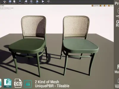 Ton Chair 811 Green Wood Design PBR - Lumion - UE4 Low-poly 3D model