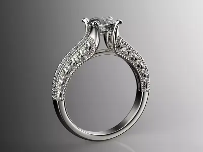 Engagement fashion ring with gem 0064 3D print model