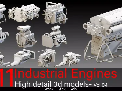 11 Industrial Engines- Vol 04- High detail 3d models Low-poly 3D model