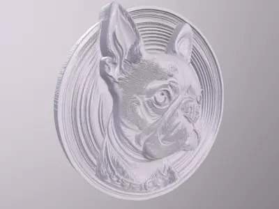 Boston Terrier 2 basrelief for 3D printing 3D print model