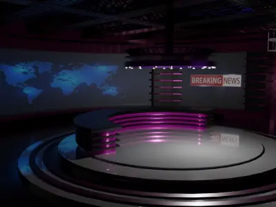 TV Studio News Low-poly 3D model