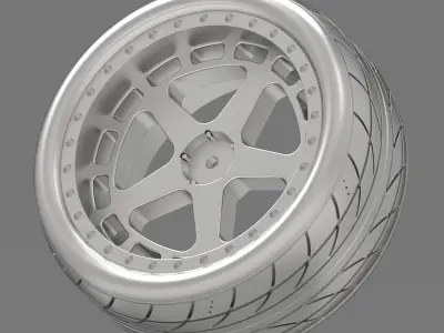 One-Piece 5-Spoke Racing Wheel with Integrated Tire 3D print model