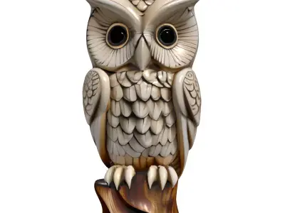 Stylized Owl Decorative Sculpture Figure Low-poly 3D model