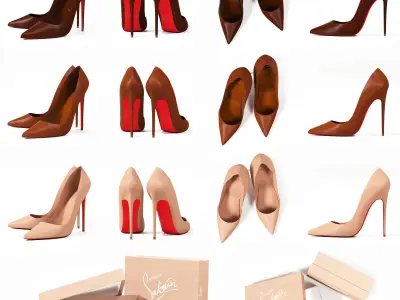 Christian Louboutin So Kate High Heels and Packaging Boxes 3D model