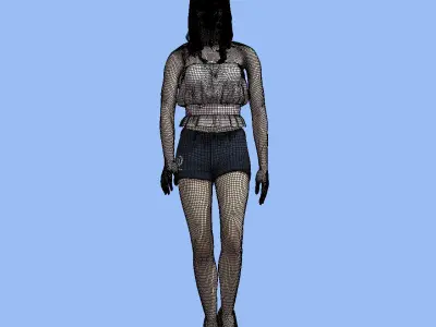 Casual girl walking 3D model