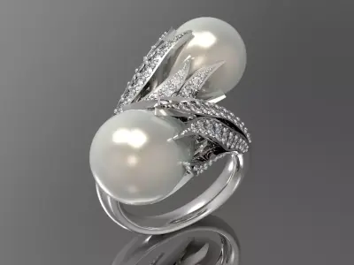 luxury woman pearl ring pr0001 3D print model