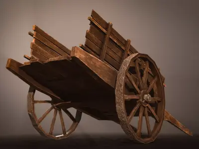 Medieval Dray Low-Poly Game-ready Low-poly 3D model