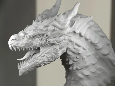 Dragon Head Realistic Low-poly 3D model