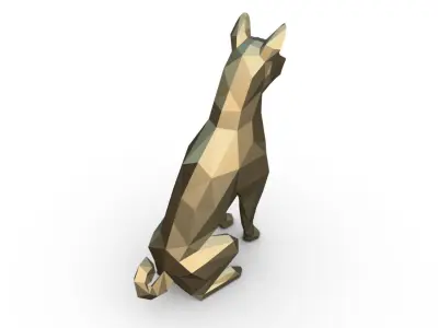 basenji dog low poly 3D print model