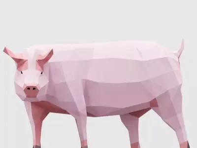Farm Pigs Low-poly 3D model