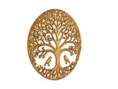 decor set wall panel wall tree relief mural CNC 49 3D model