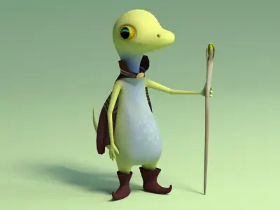 Cute Gecko Lizard Low-poly 3D model