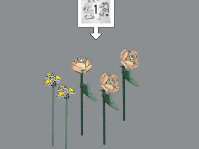 TwindBricks3D - 10280 Flower Bouquet 3D print model