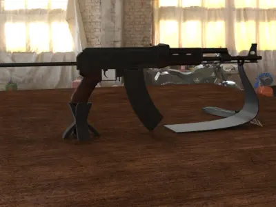 Russian AKS 47 Assault Rifle 3D Model Low-poly 3D model