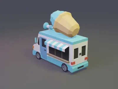 Ice Cream Truck Low-poly 3D model