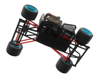 Supermodified front engine race car Base V2 Scale 1 to 25 3D print model