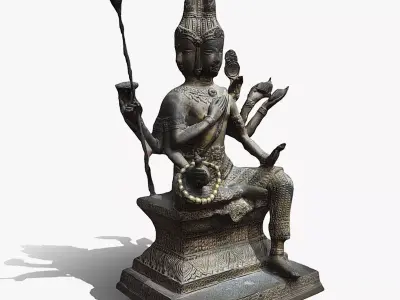 Brahma statue Low-poly 3D model
