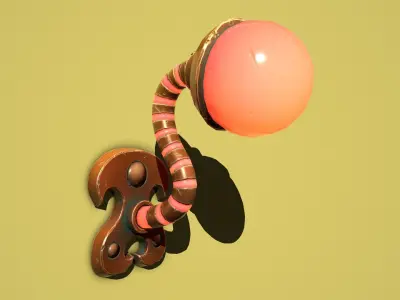 Fantasy bronze Wall Lamp Low-poly 3D model