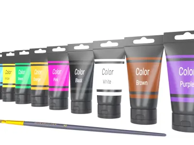 Acrylic Paint Pot Colors 3D model