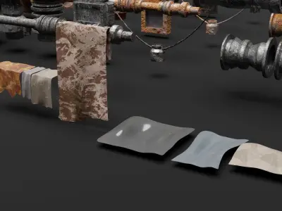 Dystopic style city props Low-poly 3D model