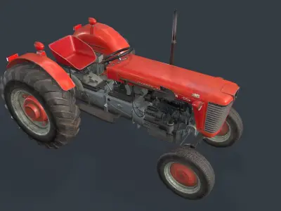 Tractor MF 65 Low-poly 3D model
