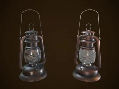 OIL LAMP VINTAGE REALISTIC STYLIZED Low-poly 3D model