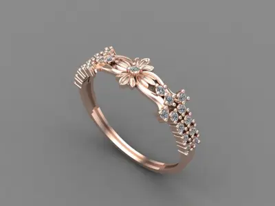 Women Ring Diamond Stone STL 3DM Lightweight Printable 3D print model 6