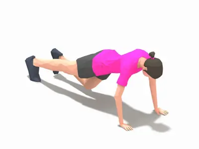 Grasshoper PushUps  Exercise Woman Animation Low-poly 3D model