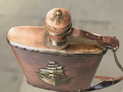 Pirate Ship Flask Low-poly 3D model