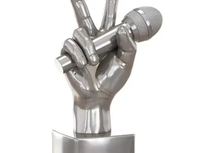 Figurine of a hand with a microphone 3D model
