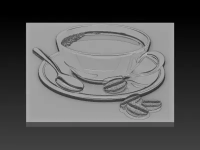Coffee cup and saucer 3D print model