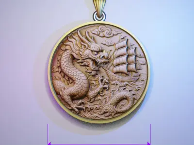 Chinese Dragon Pendant  3D print model