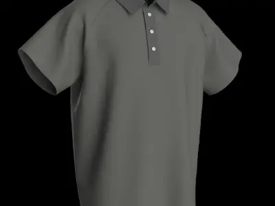 Male oversized raglan polo tshirt 3D model